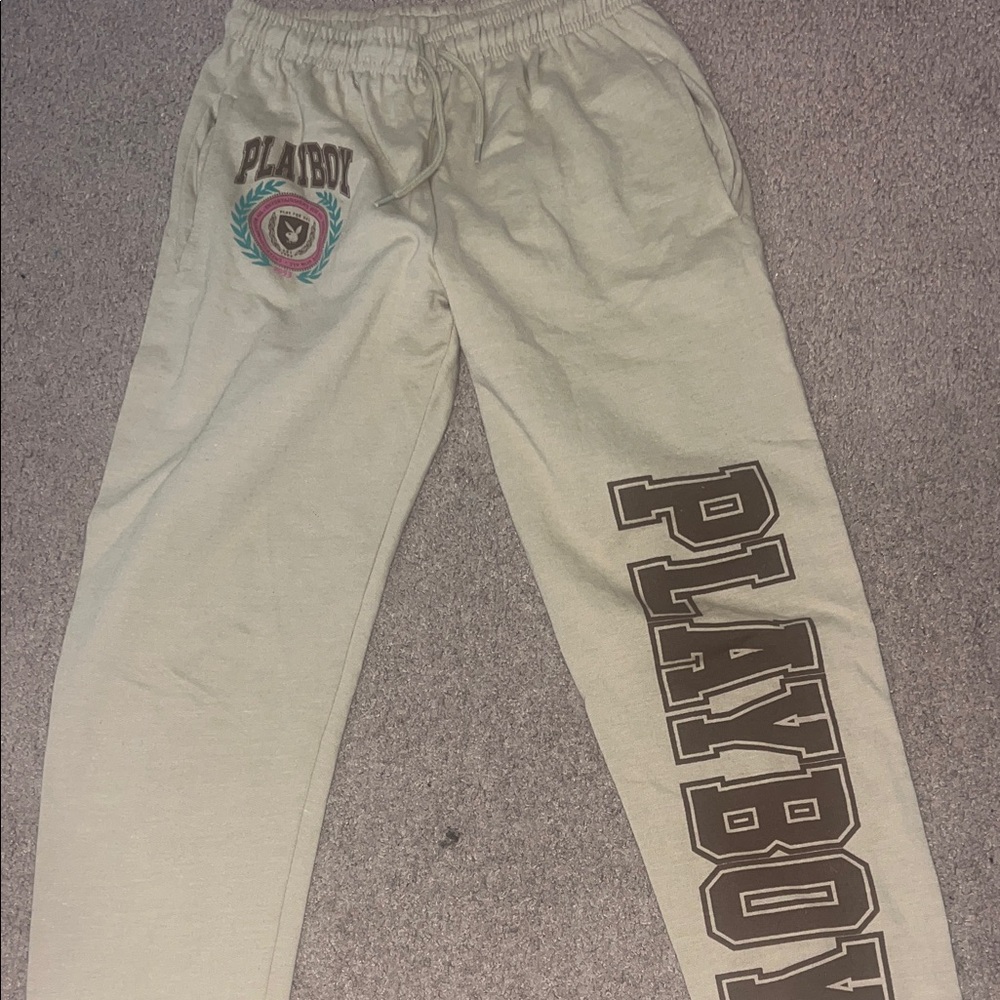 PLAYBOY Cream Joggers with Bold Logo